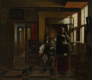 الداخلية مع زوجين شابين ، ربما كاليفورنيا. 1662-65. بواسطة بيتر دي هوش