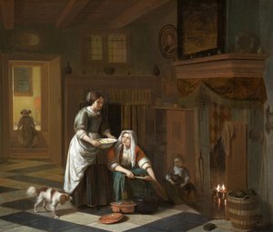جانب النار ، حوالي 1670-1675 (زيت على قماش) بواسطة بيتر دي هوش