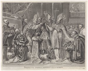 توج تشارلز الخامس إمبراطورًا من قبل البابا دخول بهيجة للكاردينال الرضيع في غنت ، 1635 (عنوان السلسلة)