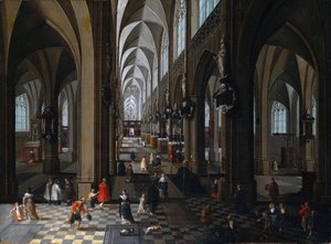 "" منظر داخلي لكاتدرائية أنتويرب "" لوحة رسمها بيتر نيفس الأكبر (أو الأكبر) (1578-1661) 1651 متحف إنديانابوليس للفنون ، إنديانا ، الولايات المتحدة