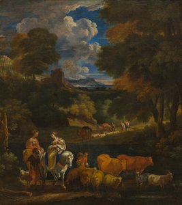 منظر رعوي للمسافرين ، حوالي 1657-1701 (زيت على قماش)
