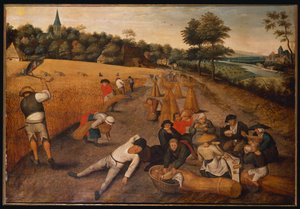 الصيف: الحصادون يعملون ويأكلون في كورنفيلد ، 1624 بواسطة Pieter Brueghel the Younger