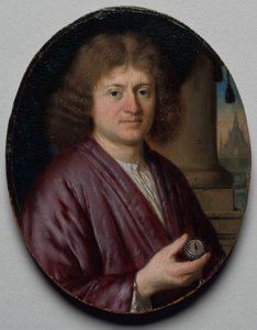 صورة لرجل يحمل ساعة، ج. 1665-70 (زيت على خشب)