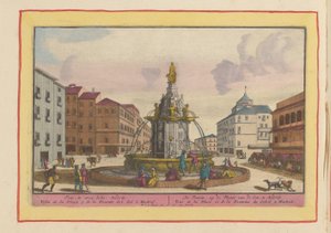 نافورة في ساحة Plaza Puerta del Sol في مدريد النافورة ، في مكان الابن ، في مدريد (العنوان على وجوه) Theatrum Hispaniae (...] (عنوان المسلسل)