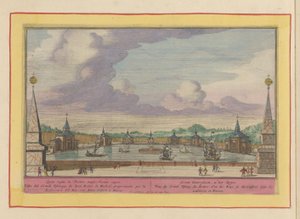بركة كبيرة بها سفن في حدائق Palacio del Buen Retiro في مدريد Groote Waterplaats ، في Retiro (العنوان على الكائن) Theatrum Hispaniae (...] (عنوان المسلسل) بواسطة بيتر فان دن بيرج