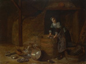 امرأة تجوب الوعاء ، ج. 1650-1660 بواسطة بيتر فان دن بوش