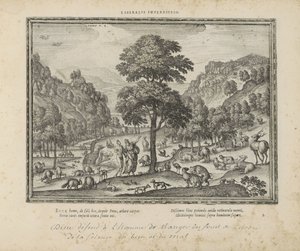 God toont Adam het paradijs Liberalis interdictio (العنوان على الشيء) الشعارات المقدسة والتاريخ الرئيسي للعهدين (Oude Testament) (عنوان السلسلة) صور وأرقام الكتب (عنوان السلسلة) بواسطة بيتر فان دير بورشت (الأول)
