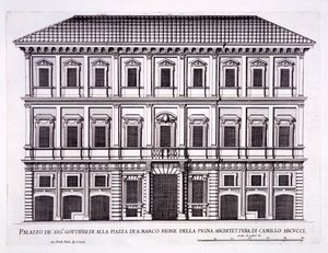 Palazzo Grazioli ، Piazza San Marco ، Rome ، from &39;Palazzi di Roma&39; ، الجزء الثاني ، تم نشره في سبعينيات القرن التاسع عشر بواسطة بيترو فيريريو