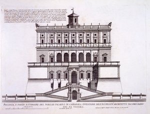 Palazzo di Caprarola ، c.1559-73 ، من "Palazzi di Roma" ، الجزء الثاني ، تم نشره في سبعينيات القرن التاسع عشر بواسطة بيترو فيريريو