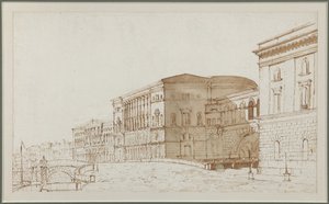 مسرح الأرميتاج في سانت بطرسبرغ - بيترو دي غوتاردو غونزاغا (1751-1831). قلم ، فرشاة ، لون بني على ورق