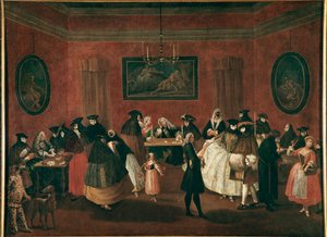 لوحة Il Ridotto (The Foyer) لبييترو لونجي (1702-1785) 1750 خافت 96x131 سم فينيسيا ، كا ريزونيكو