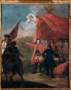 تمثيل أوجينيو دي سافويا (1663-1736) قال الأمير أوجينيو (صورة الأمير يوجين أوف سافوي) لوحة لبيترو لونجي (1702-1785) 1755 Dim 62x51 cm Ca 'Rezzonico Venice Italy بواسطة بيترو لونغي