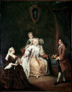 مصفف الشعر (مصفف الشعر) لوحة لبيترو لونجي (1702-1785) 1760 تقريبًا. خافت 62x50 سم فينيسيا ، كا ريزونيكو بواسطة بيترو لونغي