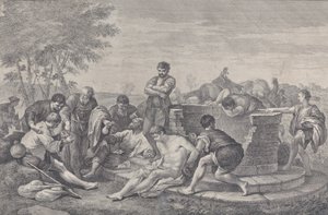 بيع يوسف كعبيد من قبل إخوته الجالسين حول بئر يقسم ج ... ، 1730-1739.