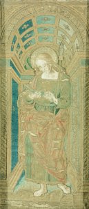 القديس يوحنا الإنجيلي ، بقلم بيترو بيروجينو (حوالي 1450-1523) ، تطريز بالحرير والذهب والفضة بواسطة بيترو بيروجينو