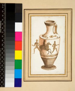 Oinochoe (طباشير أسود ، بعضها بالقلم والحبر البني. ملون بالألوان المائية)