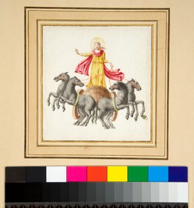 نسخة من فسيفساء في Vigna Moroni (طباشير أسود ، بعضها بالقلم والحبر البني. ملون بالألوان المائية)