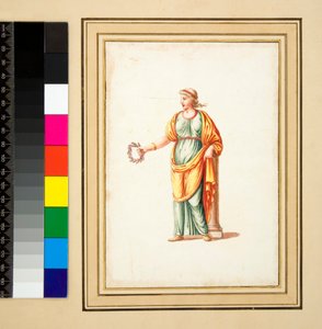 صورة أنثوية تحولت إلى يسار المتفرج (طباشير أسود ، بعضها بالقلم والحبر البني ، ملون بالألوان المائية) بواسطة بيترو سانتي بارتولي