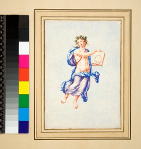 شكل ذكر يحوم (طباشير أسود ، بعضها بالقلم والحبر البني ، ملون بالألوان المائية) بواسطة بيترو سانتي بارتولي