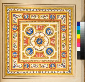 Volta del Palazzo di Augusto (طباشير أسود ، بعضها بالقلم والحبر البني. ملون بالألوان المائية) بواسطة بيترو سانتي بارتولي