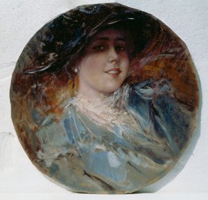 ابتسامة مشعة ، لبيترو سكوبيتا (1863-1920) ، زيت على قماش على ورق مقوى ، 37.5 سم