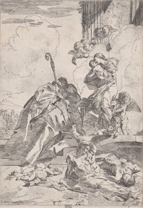 ثلاثة قديسين Lucchese يشفعون مع العذراء لضحايا الطاعون ....، ca. 1630 - 31.