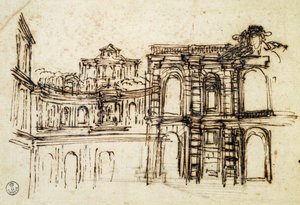 Study for theatre in Palazzo Pitti in Florence, by Pietro Berrettini known as Pietro da Cortona (1596-1669), Italy