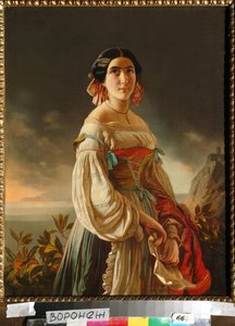 صورة للأميرة لينا جاجارينا (ثم الكونتيسة مورافيوفا). لوحة بيمين نيكيتيش أورلوف (1812-1863) ، زيت على قماش