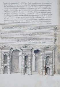 بورتا ماجوري في روما ، رسم من الآثار الرومانية لبيرو ليغوريو (1513-1583)