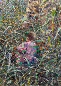 Child in meadow, detail from April morning in Liguria or Olives at Albaro