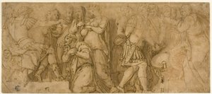 عائلة داريوس قبل الإسكندر. سجناء أمام عضو مجلس الشيوخ بواسطة Polidoro da Caravaggio
