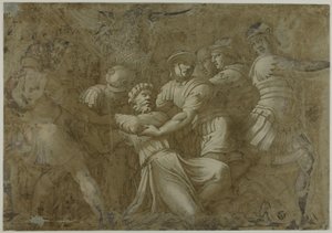 الجنود الرومان يعتقلون القديس بطرس (؟) بواسطة Polidoro da Caravaggio