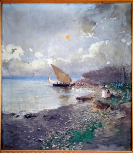 العودة من شاطئ البحر لوحة رسمها بومبيو مارياني (1857-1927) 1898 Dim 115x100 cm الجينات ، Galleria d'Arte Moderna