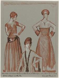 Gazette du Bon Ton ، 1921 - رقم 3 ، Pl. X: فستان بعد الظهر وبدلة مفصلة ، من تصميم Paul Poiret ، وفستان بعد الظهر ، من تصميم Jeanne Lanvin (العنوان على الكائن) بواسطة مجهول