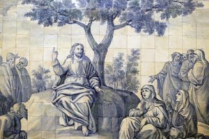 كنيسة الرحمة. أزوليجوس. الخطبة على الجبل. يسوع. إيفورا. البرتغال. بواسطة المدرسة البرتغالية