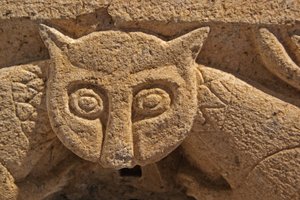 تفاصيل رأس حيواني من أحد الأعمدة الأصلية. (جرانيت) بواسطة المدرسة البرتغالية