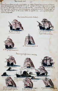 Ships from maritime expeditions to discover Malacca بواسطة المدرسة البرتغالية