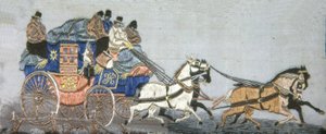 مدرب البريد الملكي في لندن ويورك ، إنجلترا ، 1879. بواسطة ربما توماس ستيفنز.