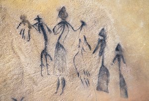 رقصة قضيبية من النوع الطبيعي ، الفن الميزوليتي (الرسم الجداري) بواسطة عصور ما قبل التاريخ