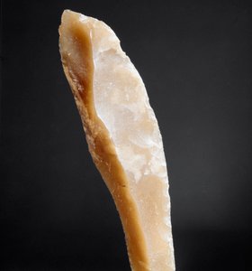عصور ما قبل التاريخ: طرف صوان من مقبرة أرين كانديد (فينالي ليغوريا) ، ليغوريا. العصر الحجري القديم الأعلى ، العصر الحجري. الجينات ، متحف علم الآثار بواسطة عصور ما قبل التاريخ