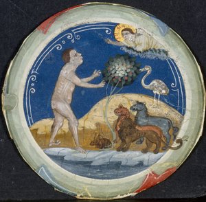 ميدالية من حدود الكتاب المقدس اللاتيني: اليوم السادس من الخلق بواسطة Primo Miniatore di San Domenico