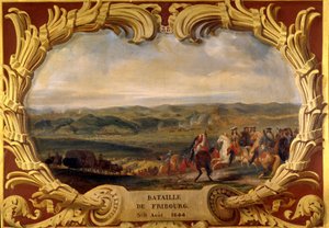 معركة فريبورغ من 3 إلى 9/8/1644 انتصار غراند كوندي (لويس الثاني أمير بوربون) (بوربون كوندي) (1621-1686) وهنري دي لا تور دي أوفيرني ، فيسكونت توريني (1611-1675) ) ضد الألمان. رسم بروسبر لافاي (1806-1883) 1836