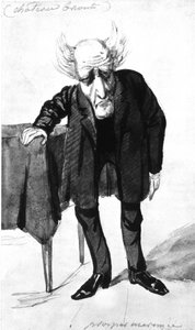 فرانسوا رينيه الكاتب الفرنسي ، Viscount of Chateaubriand (1768-1848) كاتب فرنسي ، رسم كاريكاتوري لـ Prosper Merimee (نقش)