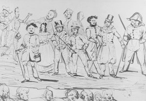 Honore de Balzac (1799-1850) جنبًا إلى جنب مع شخصيات "La Comedie Humaine" ، 1838