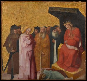 القديس يوحنا الإنجيلي أعاد رجلين إلى الحياة ، حوالي 1325-1330 (تمبرا وأوراق ذهبية على اللوح)