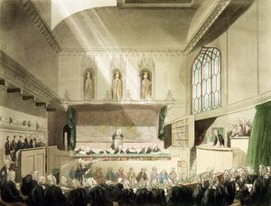 Court of King&39;s Bench ، Westminster Hall ، from &39;The Microcosm of London&39; ، منقوش بواسطة J. Black (fl.1791-1831) ، حانة. بقلم R. Ackermann (1764-1834) 1808 (ألوان مائية) بواسطة بوجين ورولاندسون