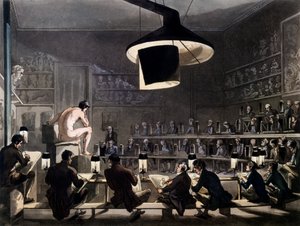 رسم من الحياة في الأكاديمية الملكية ، سومرست هاوس ، لندن ، من صورة مصغرة من لندن بقلم ر.أكرمان ، 1810 (ألوان مائية) بواسطة بوجين ورولاندسون