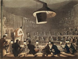رسم من الحياة في الأكاديمية الملكية ، نقشها ريتشارد بانكس هاردين (1778-1862) (أكواتينت)