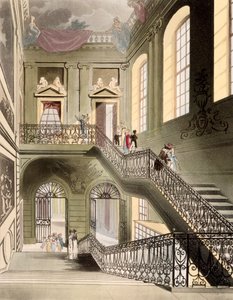 Hall and Staircase في المتحف البريطاني ، من "صورة مصغرة من لندن" نشرها R. Ackermann 1808 بواسطة بوجين ورولاندسون