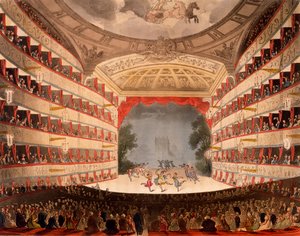 دار الأوبرا ، لندن ، من "مستودع الفنون" التابع لأكرمان ، 1809 (ألوان مائية يدوية) بواسطة بوجين ورولاندسون